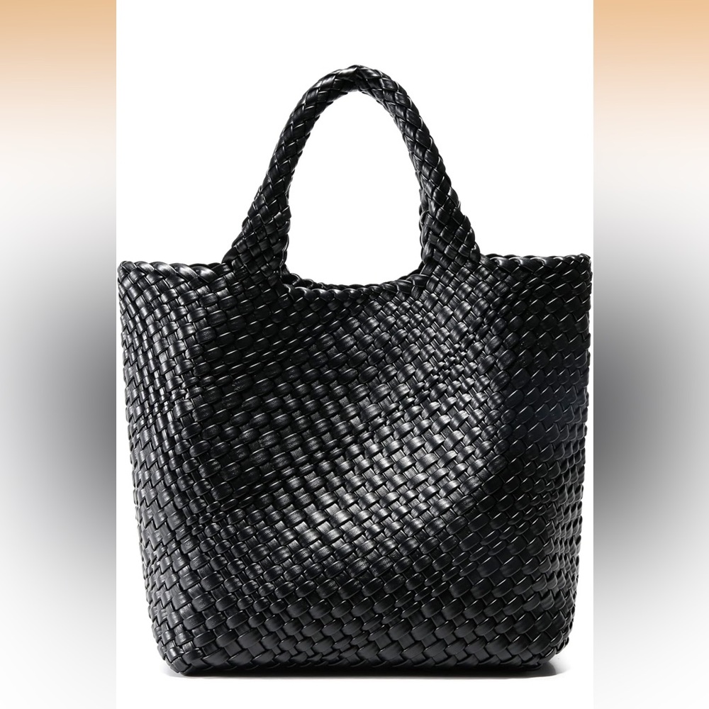 Elegant Black Woven Tote Bag